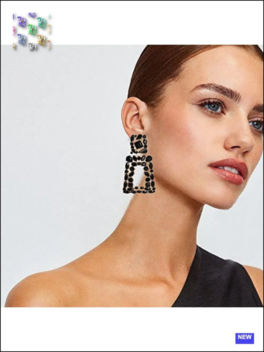 Rhinestone Rectangle Dangle Statement Earrings Crystal Geometric Drop